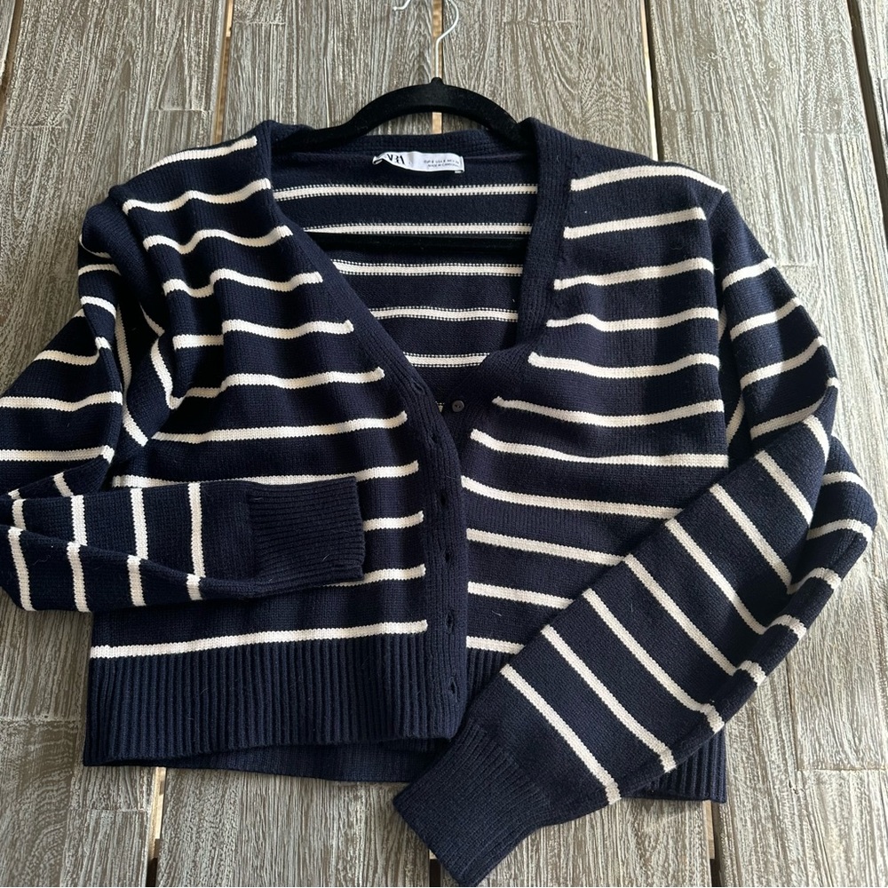Zara navy blue striped sweater size small